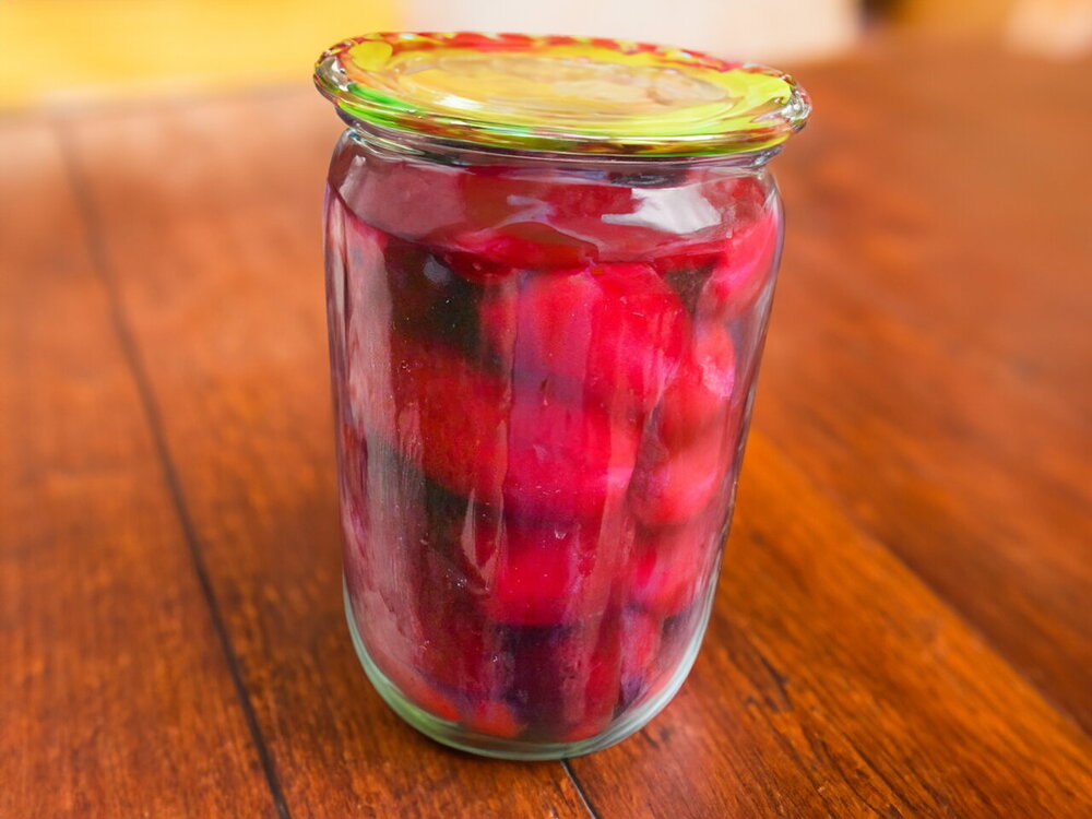 Whole Pickled Beets for Winter in Jars