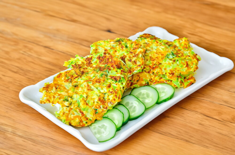 Zucchini Fritters with Egg (Pan-Fried)