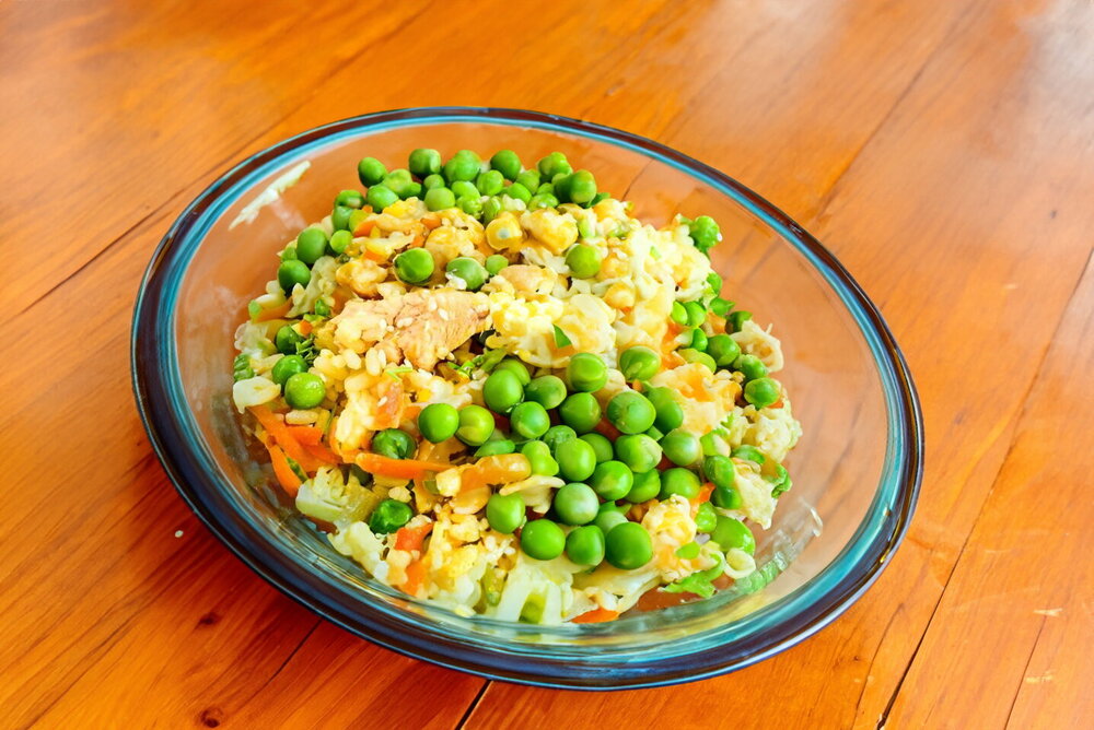 Thai Fried Rice with Chicken, Egg, and Vegetables