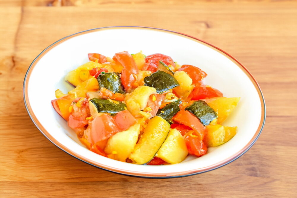 Vegetable Stew with Potatoes in a Skillet