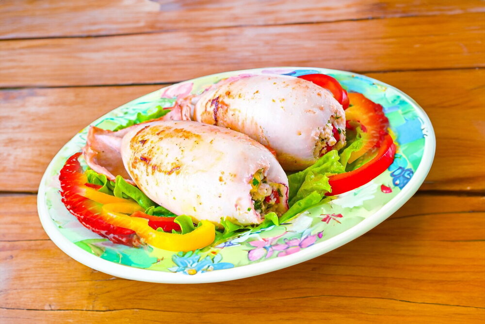Greek-Style Stuffed Squid with Cheese, Pan-Fried