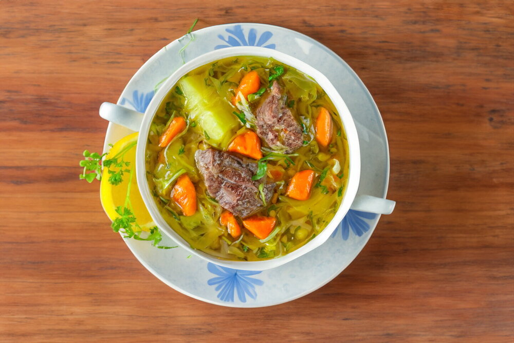 Cabbage Soup with Tomatoes and Meat