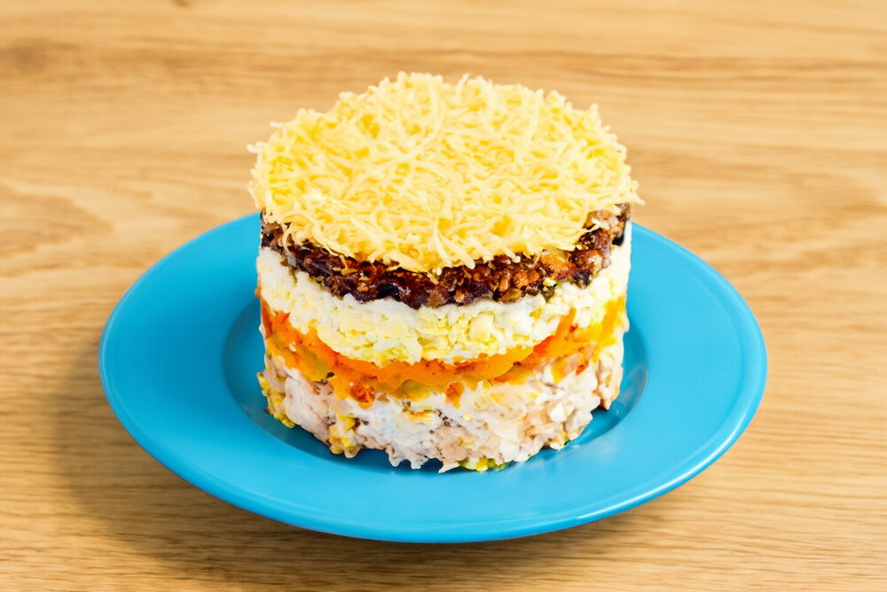 Chicken, Mushroom, Carrot, and Egg Salad