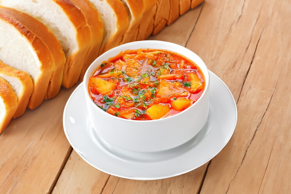 Meatless Borscht without Fried Vegetables with Beetroot