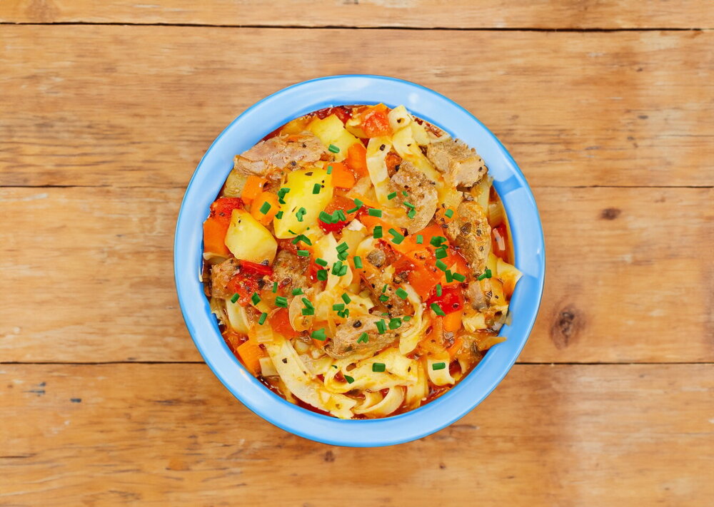 Turkey Lagman with Vegetables and Noodles