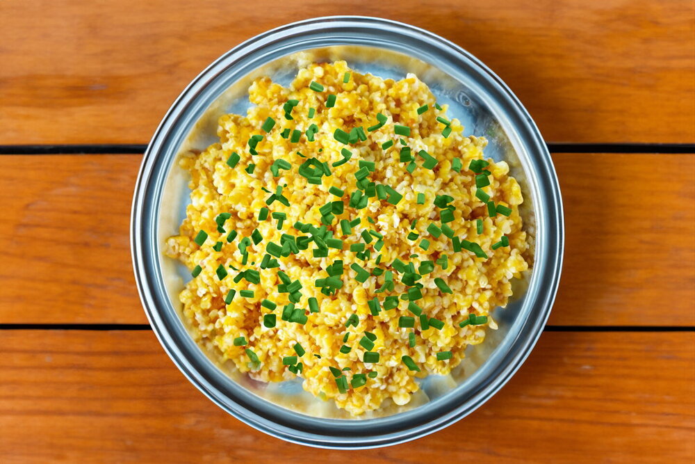 Fluffy Wheat Porridge on Water in a Pot
