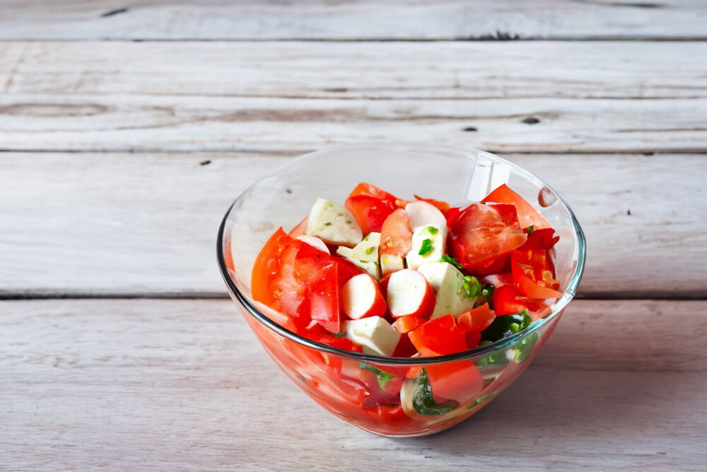 Crab Stick, Tomato & Cheese Salad