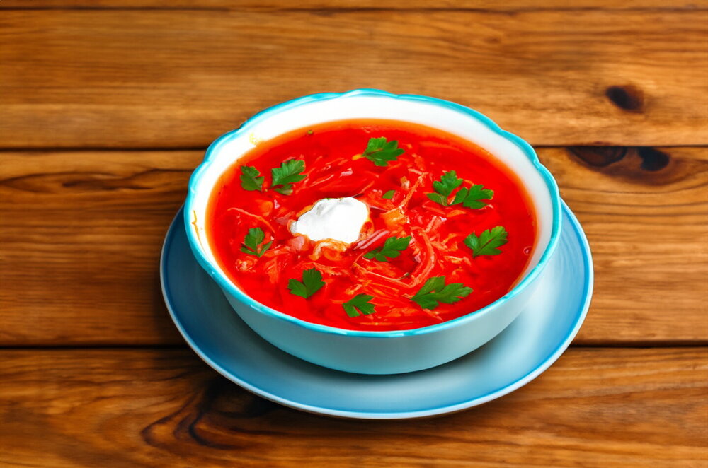 Vegetarian Borscht with Beets and Cabbage