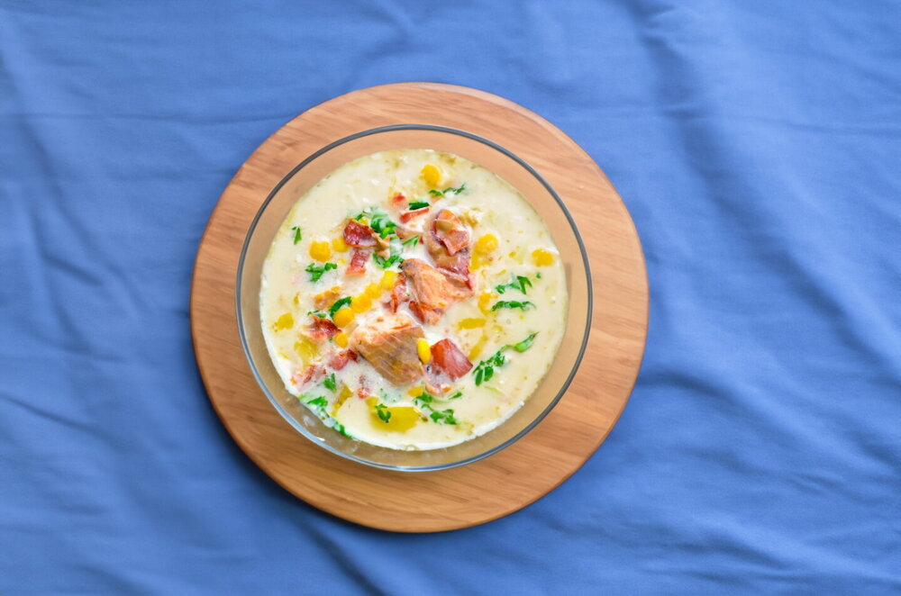 Classic Clam Chowder Soup with Corn