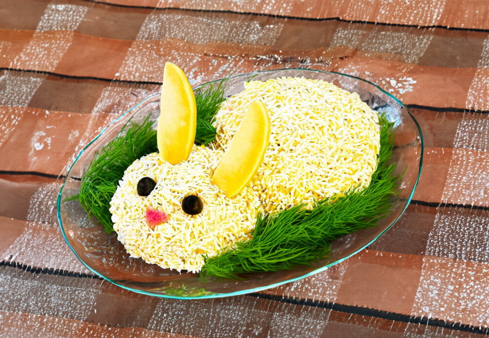Rabbit Salad with Ham, Corn, and Rice