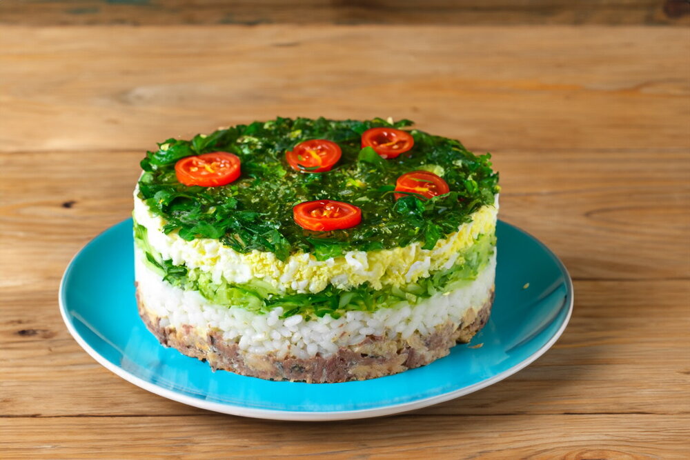 Canned Fish Salad with Rice and Egg
