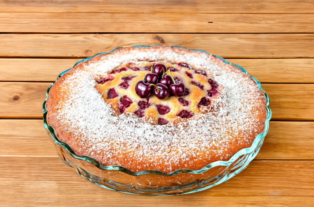 Cherry Kefir Cake Baked in the Oven