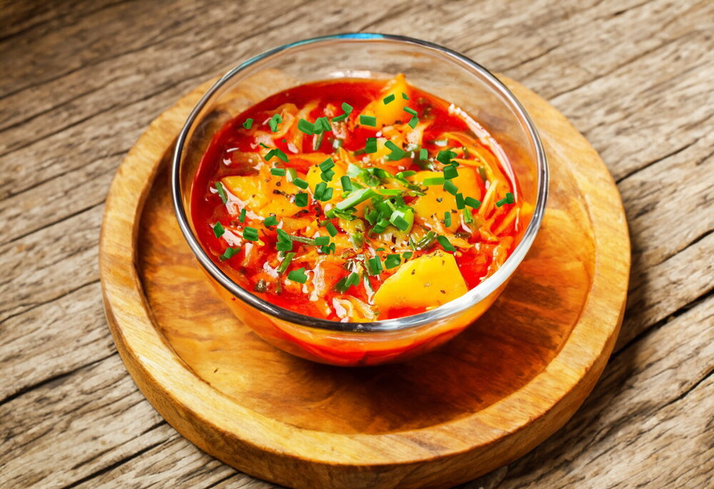 Delicious Red Borscht with Chicken, Carrots, and Beets