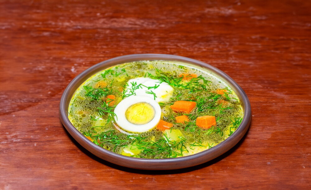 Sorrel Soup with Chicken and Egg