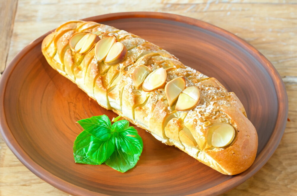Baguette with Cheese and Garlic in the Oven