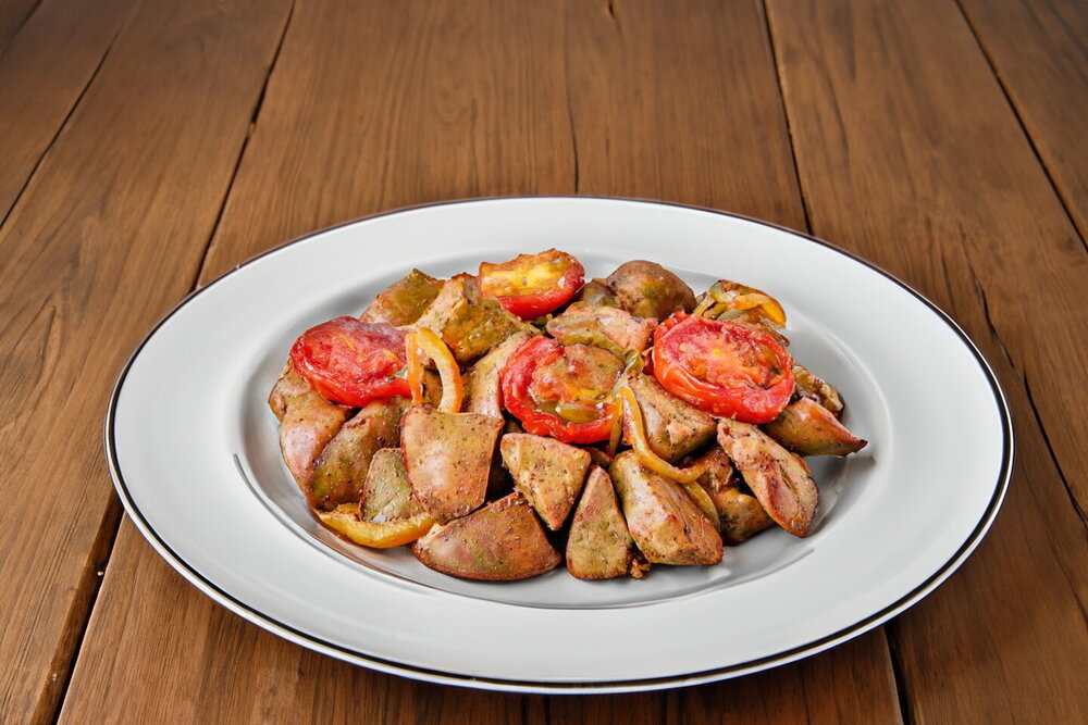 Turkey Liver with Onions in a Skillet