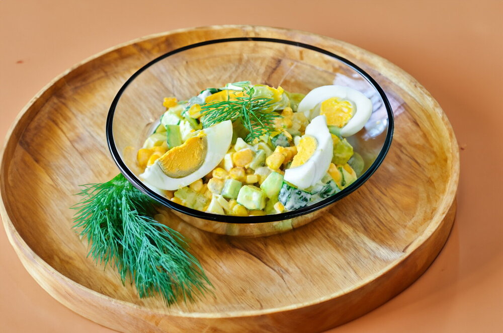 Cucumber, Egg, Corn, and Mayonnaise Salad