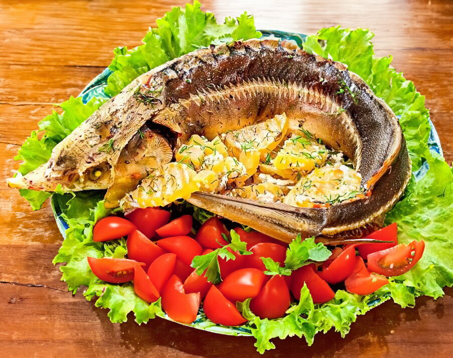 Whole Baked Sterlet in the Oven