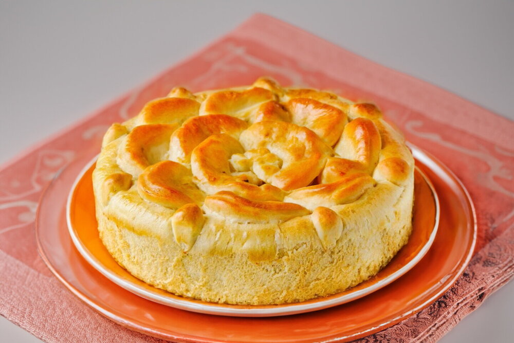 Yeast Pie with Fresh Cabbage in the Oven