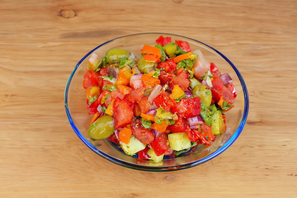 Cucumber, Tomato, and Bell Pepper Salad