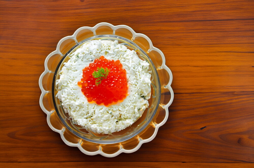 Salad with Red Caviar