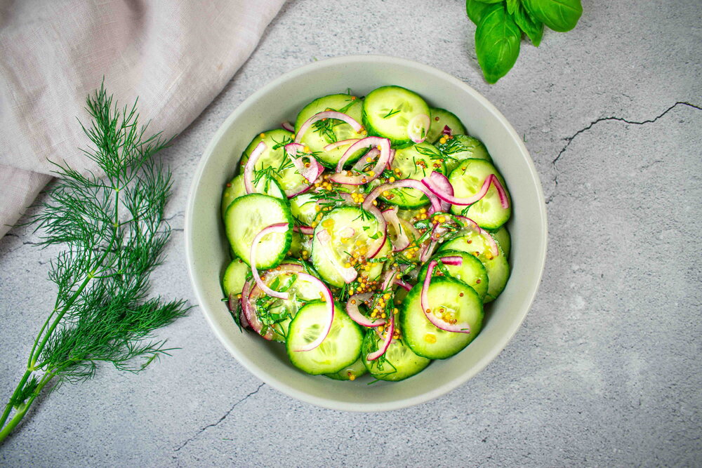 Cucumber and red onion salad