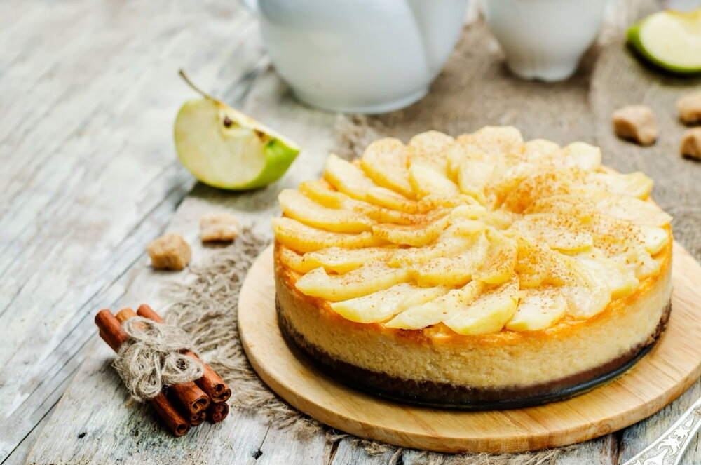 Caramelised apple cheesecake