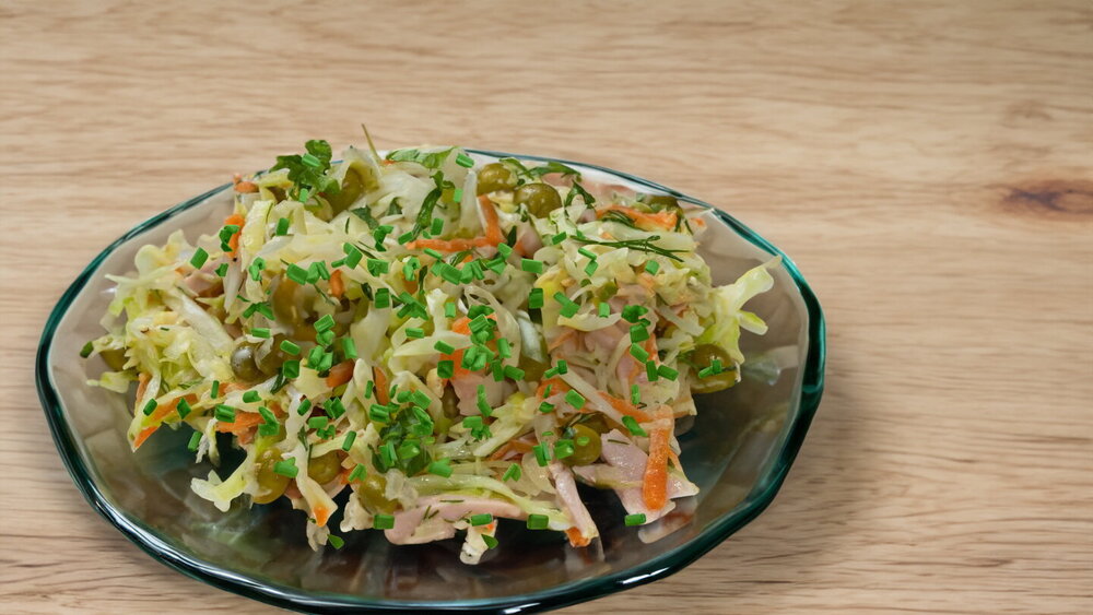 Summer Cabbage and Carrot Salad with Sausage