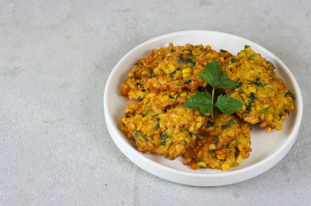 Carrot and sweetcorn fritters