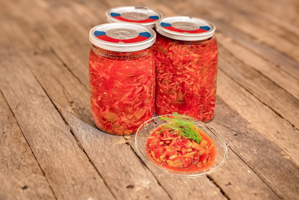 Bell Pepper Appetizer with Tomatoes and Garlic for Winter