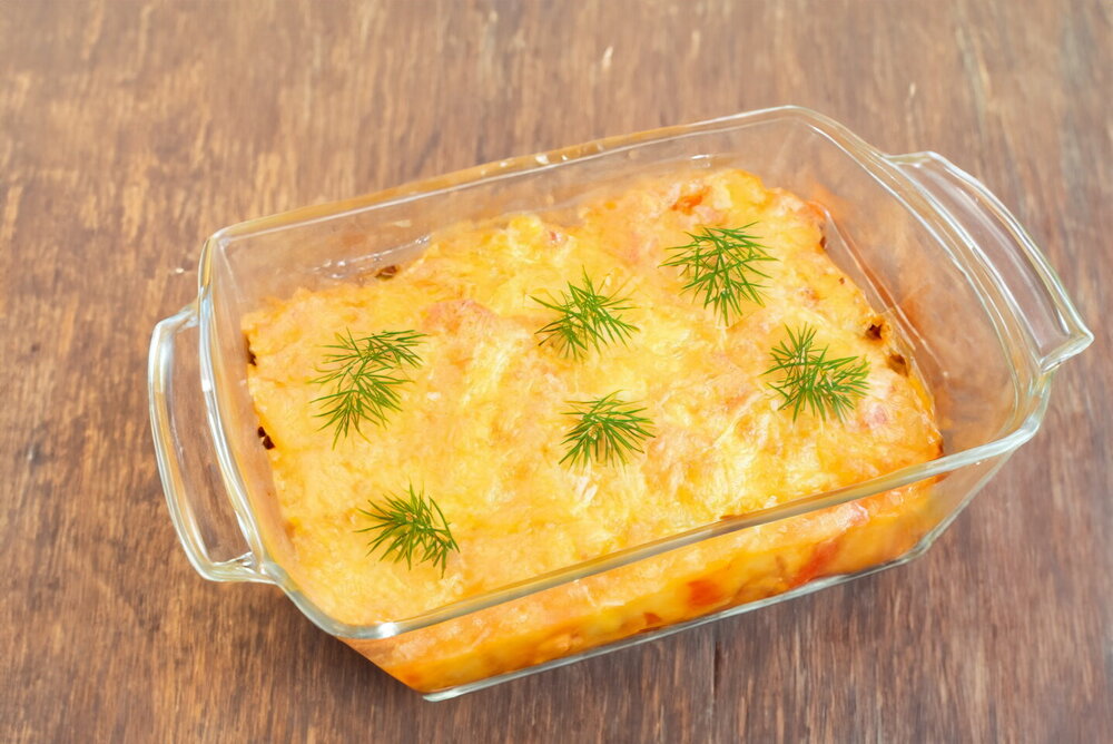 Potato Casserole with Ground Meat and Cheese in the Oven