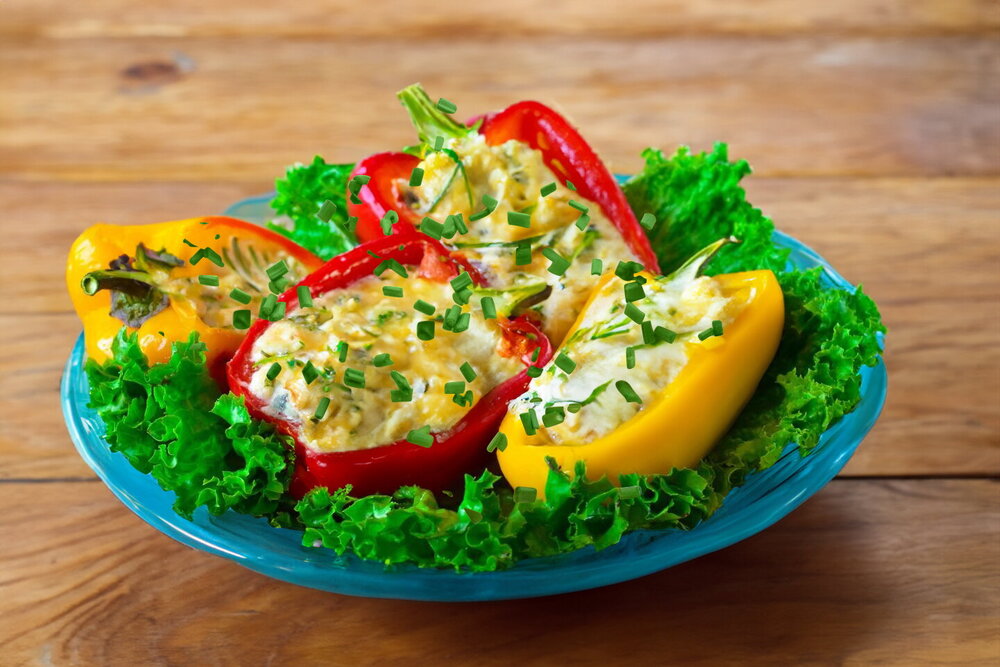 Stuffed Bell Peppers in the Oven with Cheese