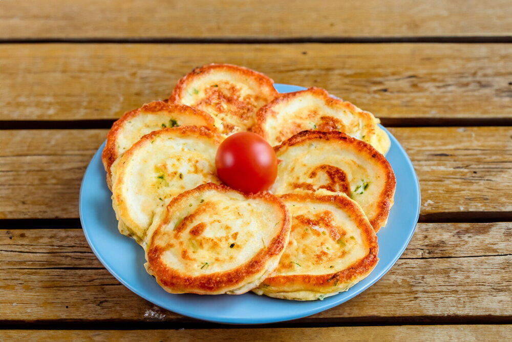 Cheese Pancakes on a Skillet