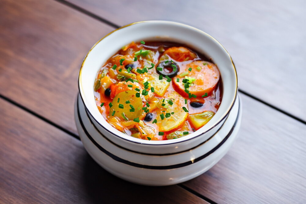 Cabbage Soup in Clay Pots Baked in the Oven
