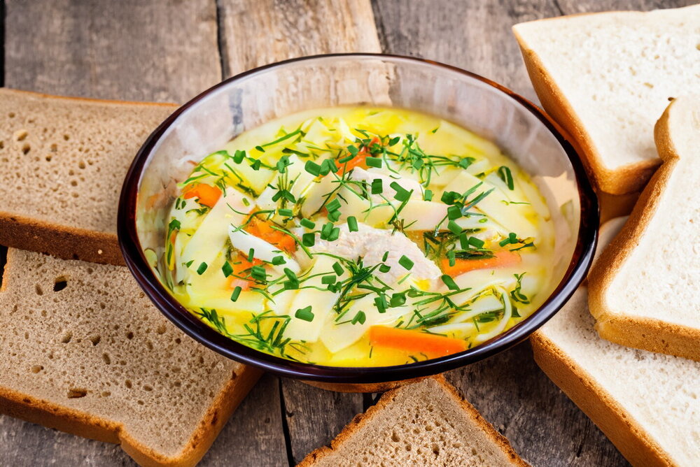 Chicken Soup with Noodles and Egg