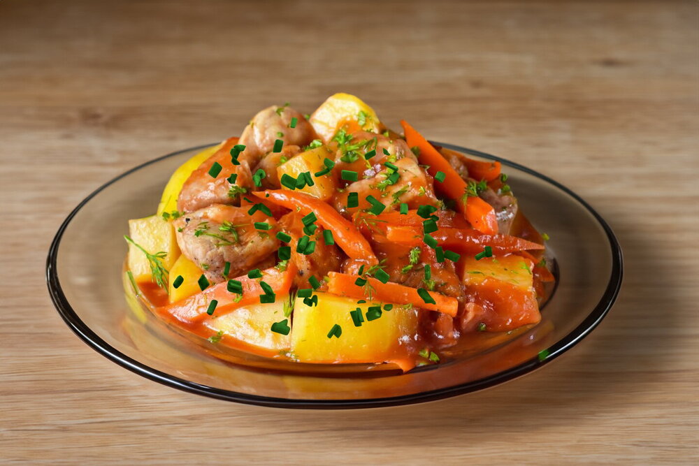 Braised Potato with Meat in a Dutch Oven