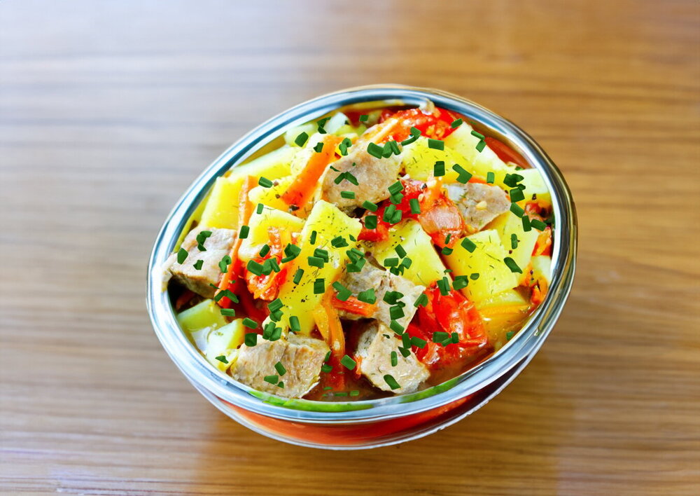 Braised Potatoes with Tomatoes and Meat