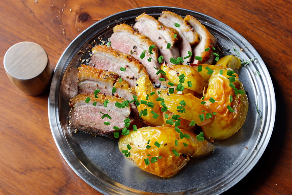 Oven-Baked Duck Breasts with Apples