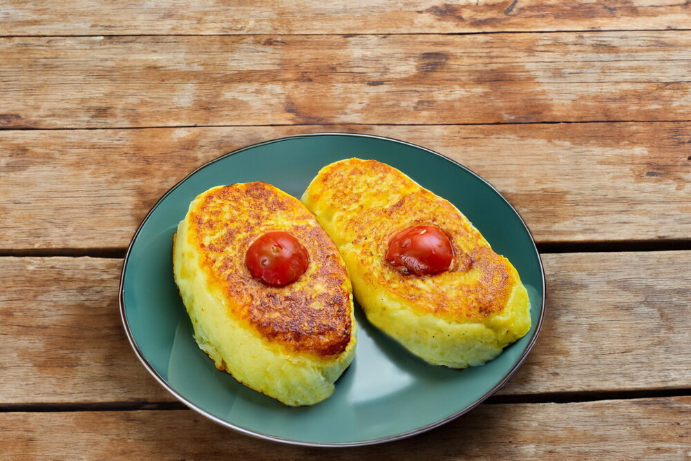 Mashed Potato Patties in a Skillet