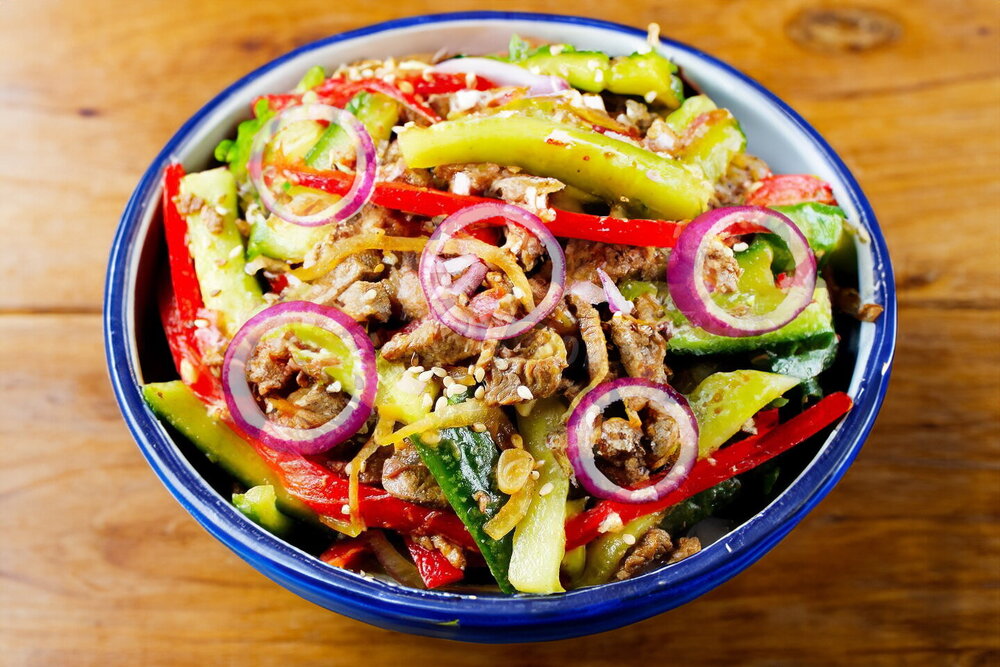 Korean-Style Meat and Cucumber Salad