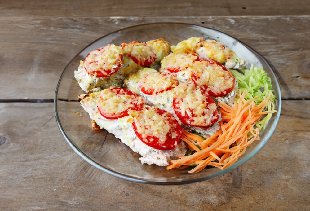 Baked Red Fish in Sour Cream in the Oven