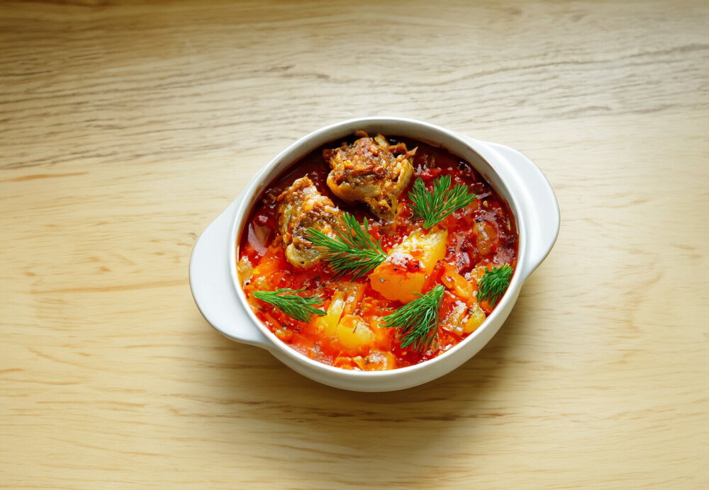 Sauerkraut Shchi Soup in the Oven in a Clay Pot