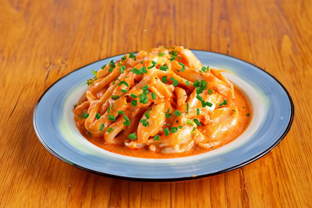 Squid in Sour Cream with Onions