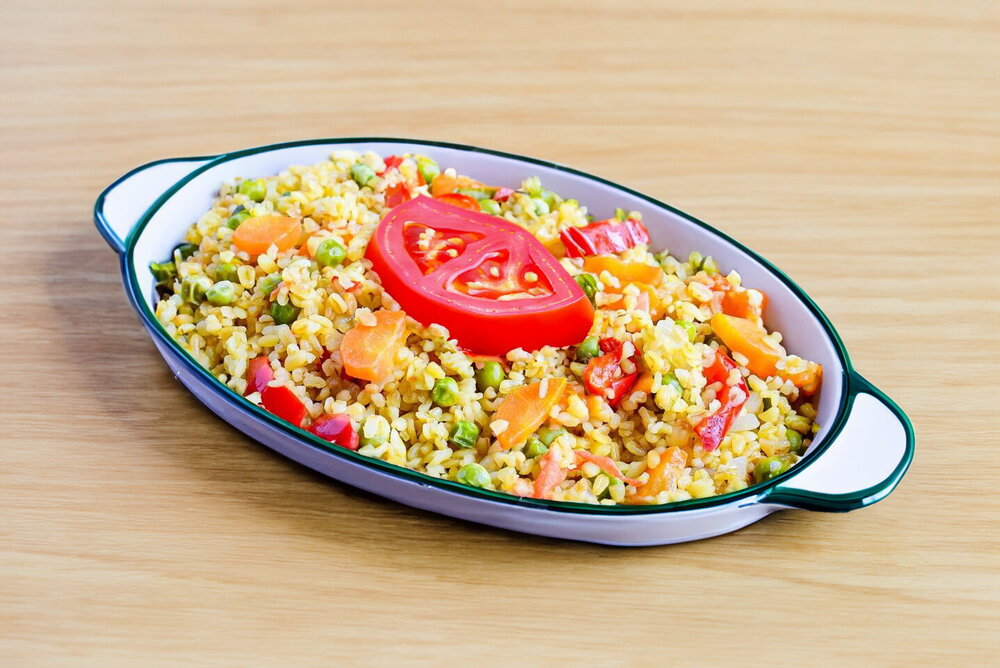Bulgur with Vegetables in a Pan