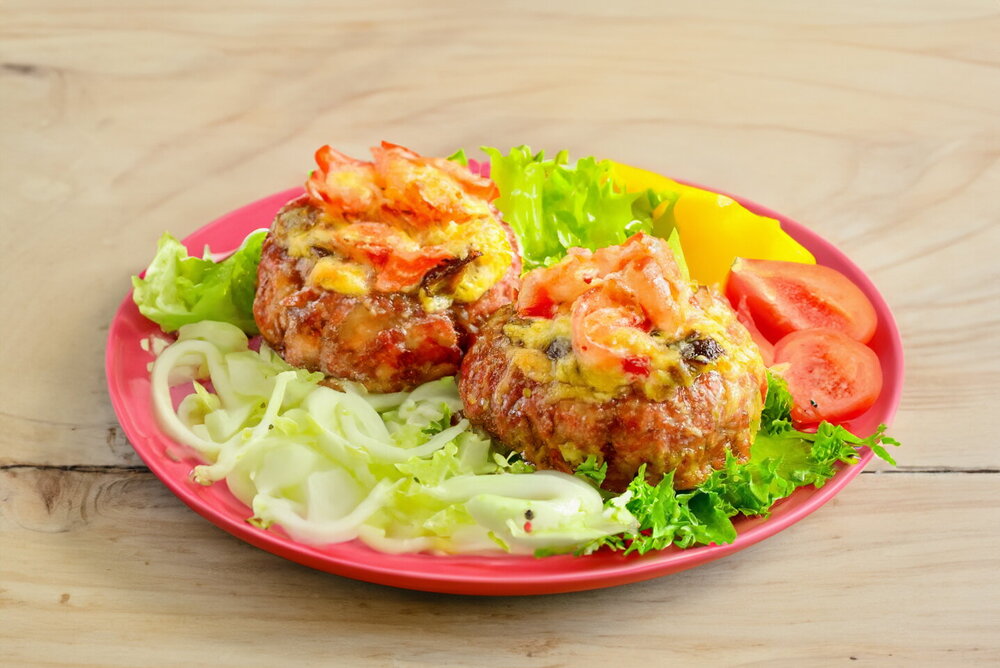 Meat Nests from Minced Meat with Cheese and Mushroom Filling
