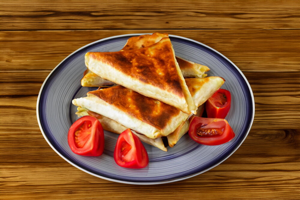 Lavash with Cheese Fried in a Pan