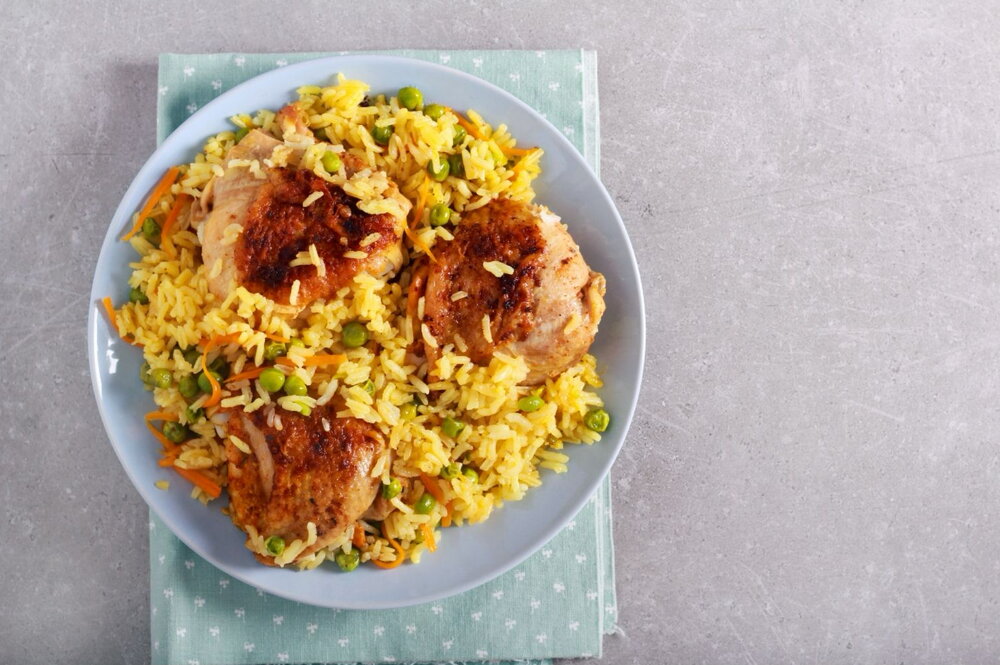 Chicken and rice traybake