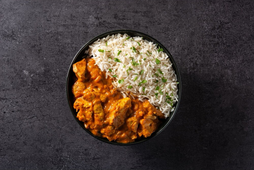 Chicken curry with basmati rice