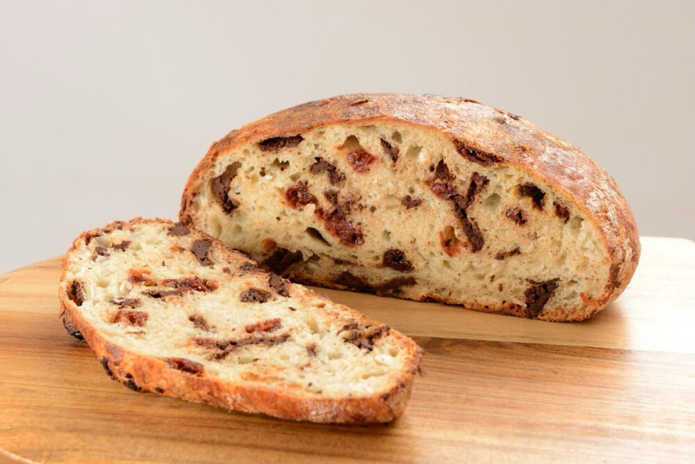 Loaf cake with cherries and chocolate