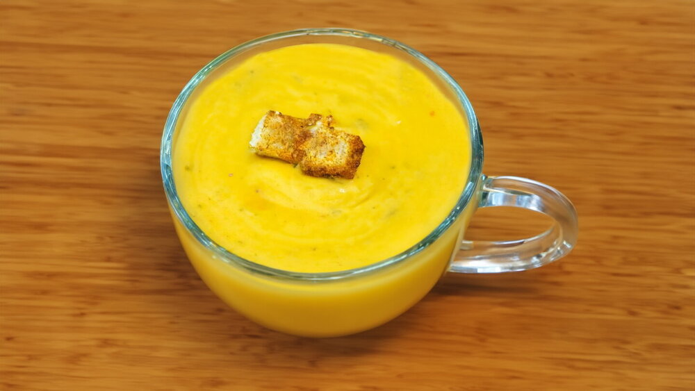 Creamy Potato Soup with Croutons